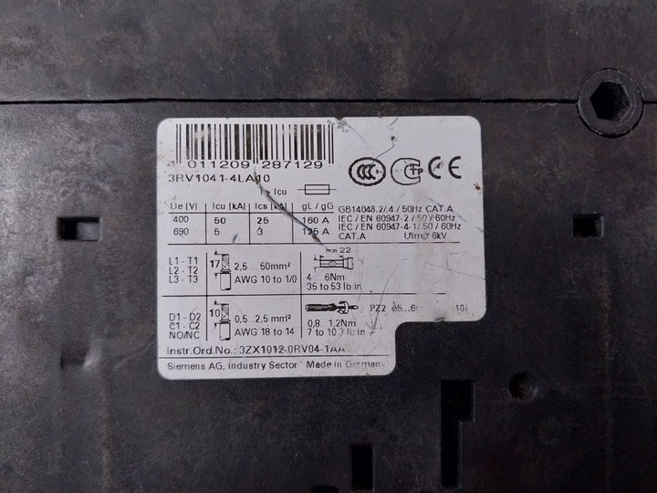 Siemens 3Rv1041-4La10 Circuit Breaker 70-90A