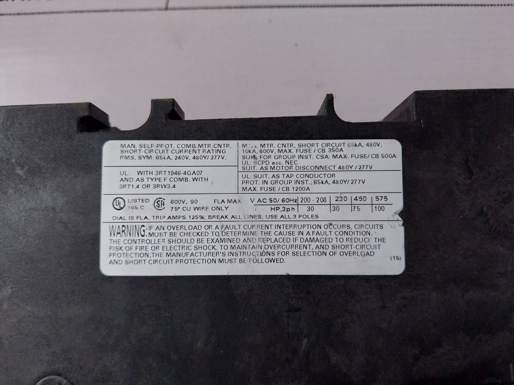 Siemens 3Rv1041-4La10 Circuit Breaker 70-90A