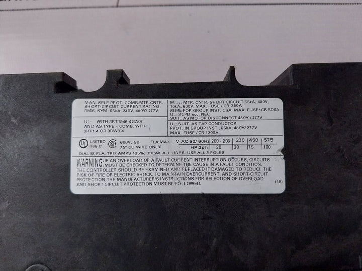 Siemens 3Rv1041-4La10 Circuit Breaker 70-90A