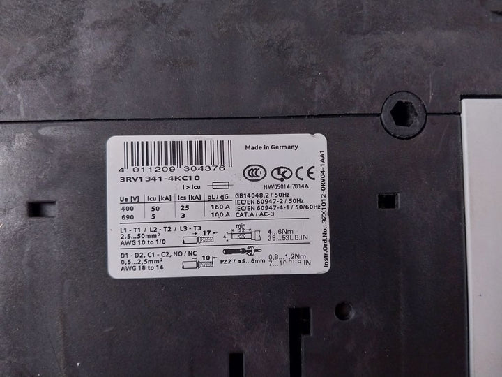Siemens 3Rv1341-4Kc10 Circuit Breaker 75A