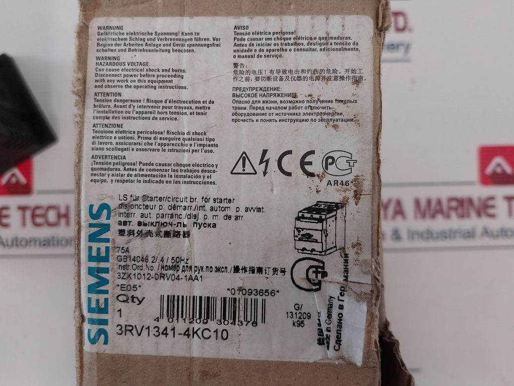 Siemens 3Rv1341-4Kc10 Motor Starter Circuit Breaker 