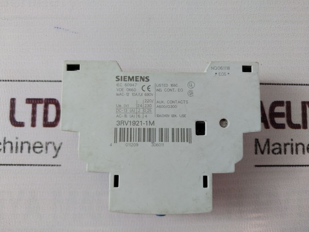Siemens 3Rv1921-1M Auxiliary Switch Screw Connection