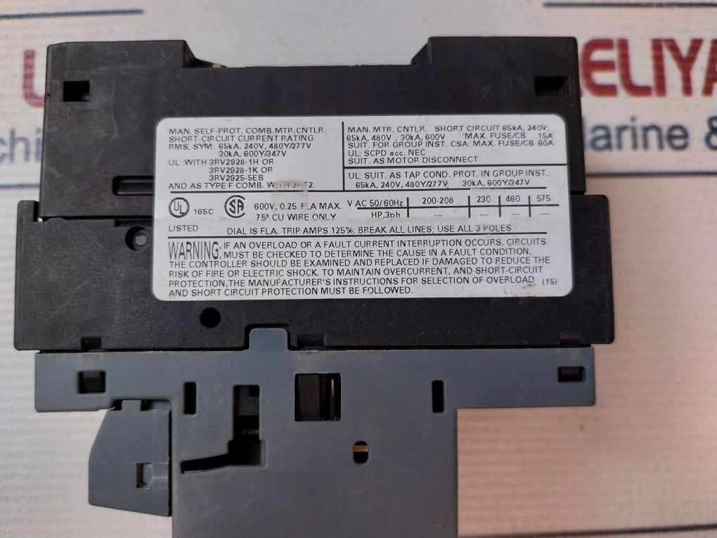 Siemens 3Rv2011-0Ca10 Motor Protection Circuit Breaker