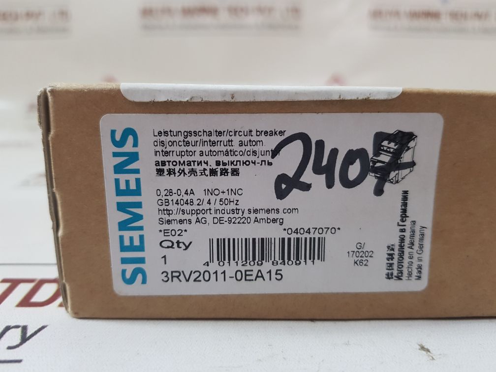 Siemens 3rv2011-0ea15 circuit breaker