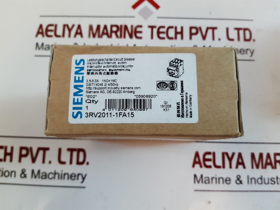 Siemens 3rv2011-1fa15 motor circuit breaker