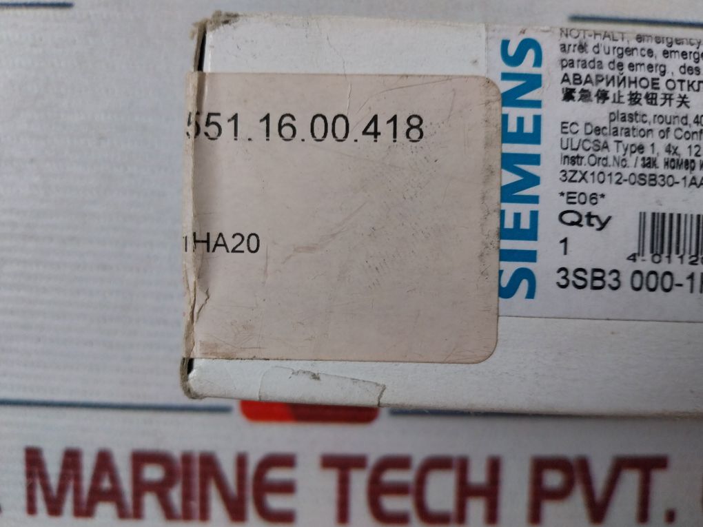 Siemens 3Sb3 000-1Ha20 Emergency Stop Switch
