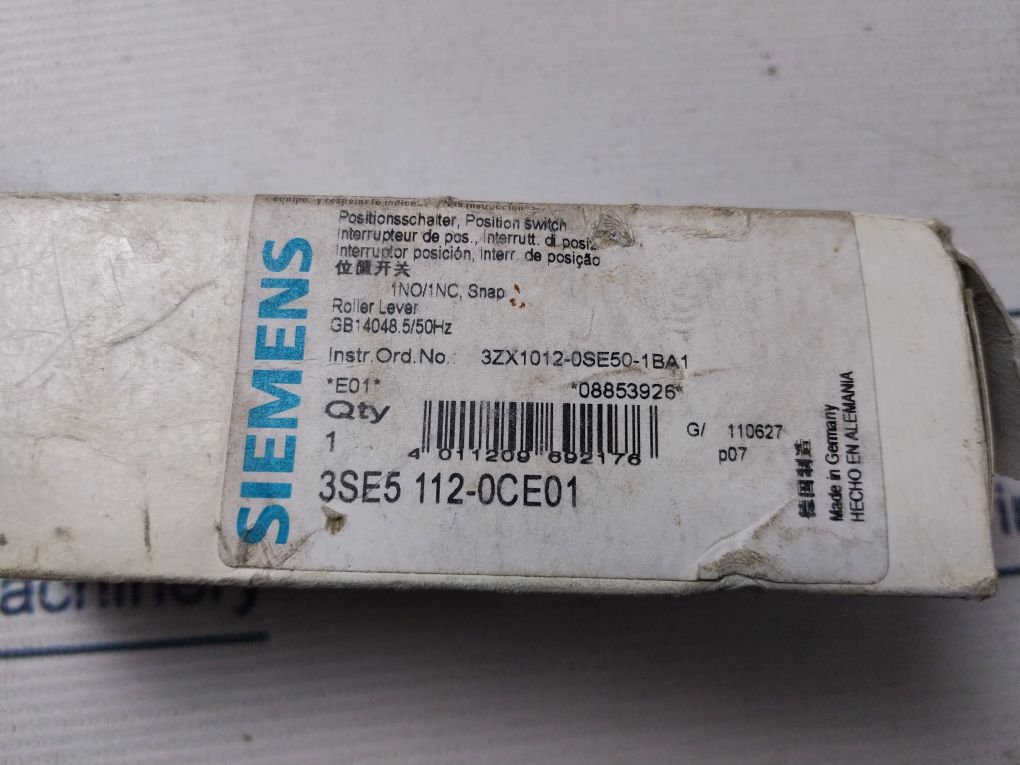Siemens 3Se5 112-0Ce01 Roller Lever Limit Switch