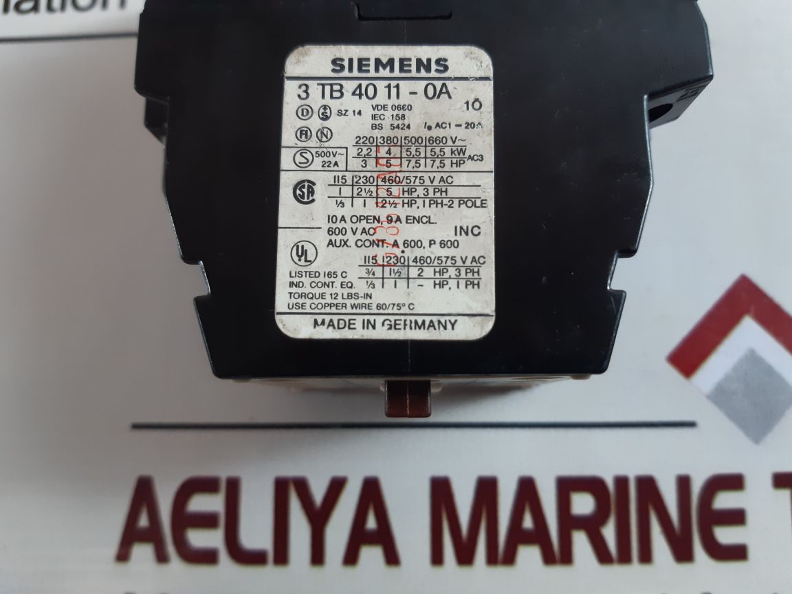 Siemens 3tb40 11-0a contactor