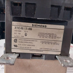 Siemens 3Tc48 17-0B 2 Pole Dc Contactor 600 Vdc Iec 158
