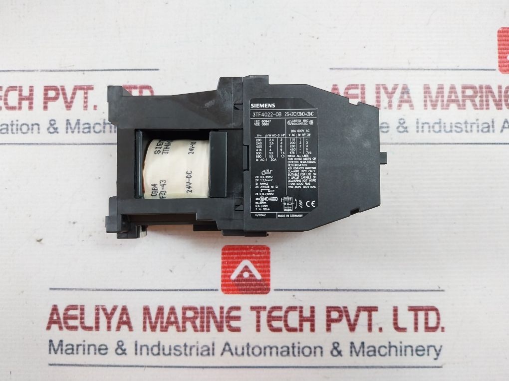 Siemens 3Tf4022-0B Contactor 24V Dc 600V Ac