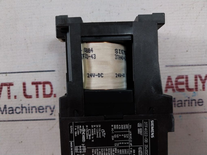Siemens 3Tf4022-0B Contactor 24V Dc 600V Ac