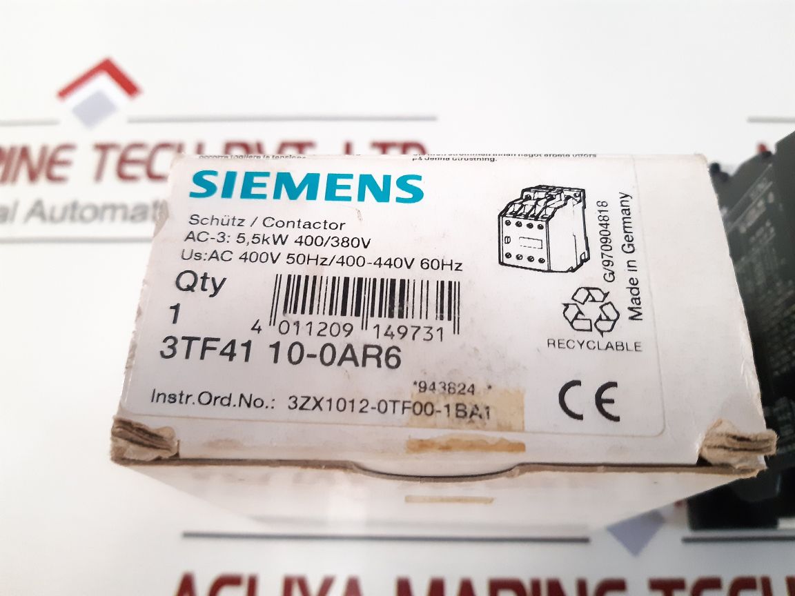 Siemens 3Tf4110-0A Contactor 600V Ac 20A