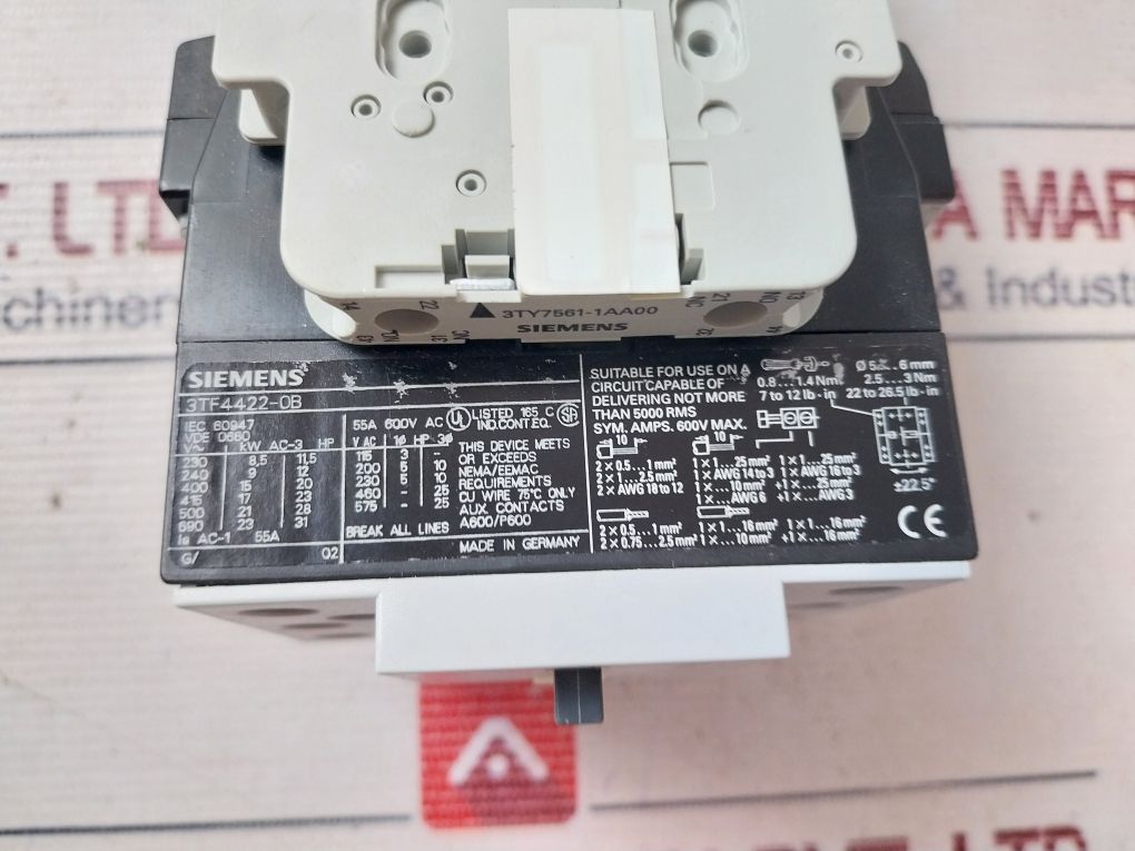 Siemens 3Tf4422-0Bb4 Contactor Dc 24V