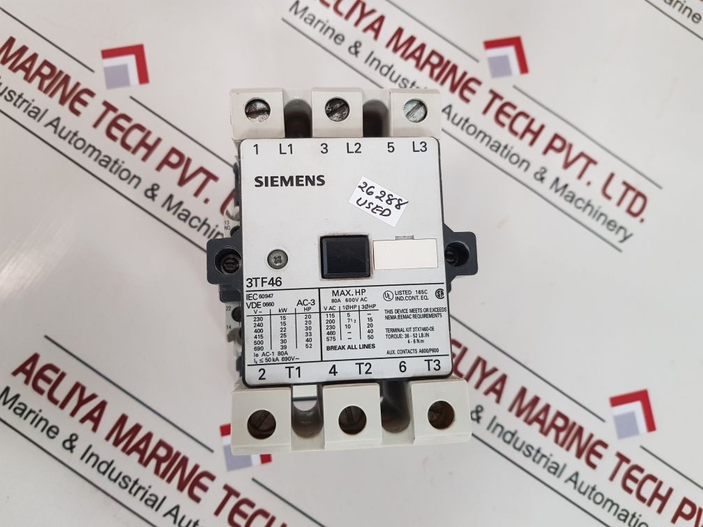 Siemens 3Tf46 Contactor 600V Ac