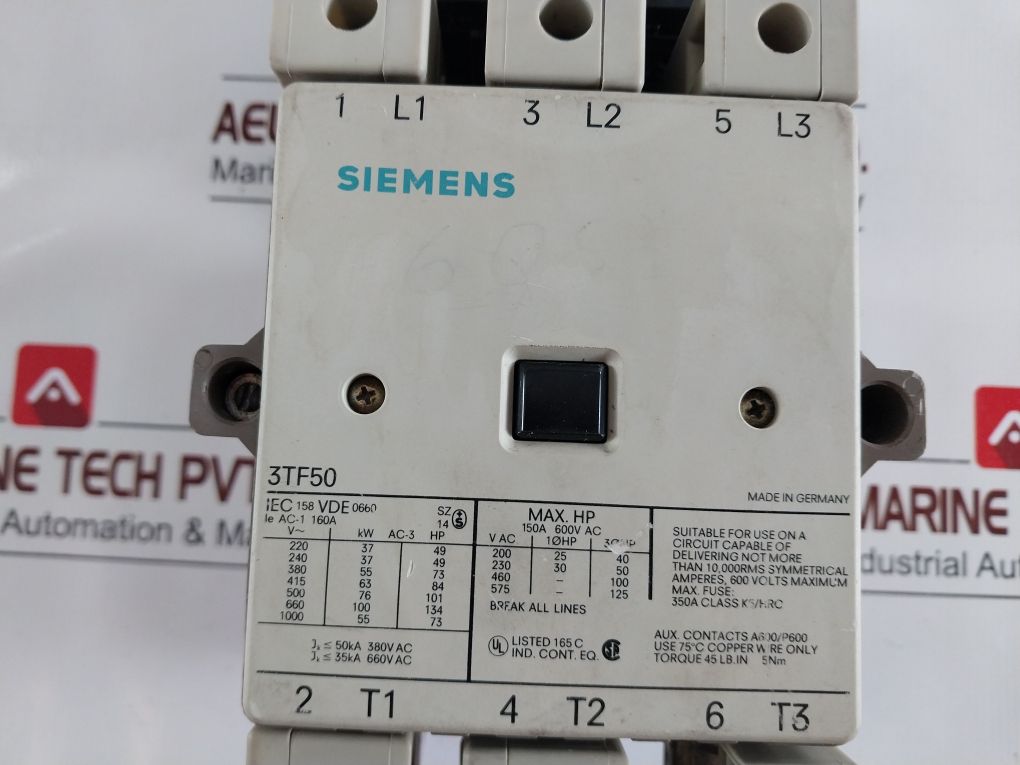 Siemens 3Tf50 Contactor Starter With 3Ua60 00-2H* Overload Relay