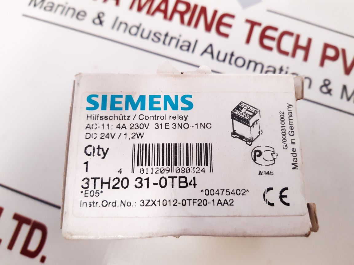 Siemens 3Th2031-0Tb4 Control Relay 230V 4A
