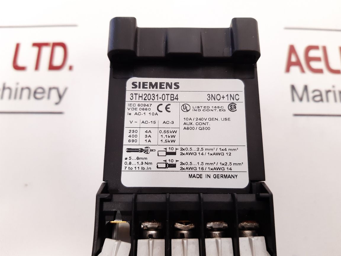 Siemens 3Th2031-0Tb4 Control Relay 230V 4A