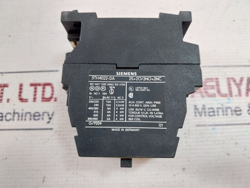 Siemens 3Th4022-0An2 Control Relay