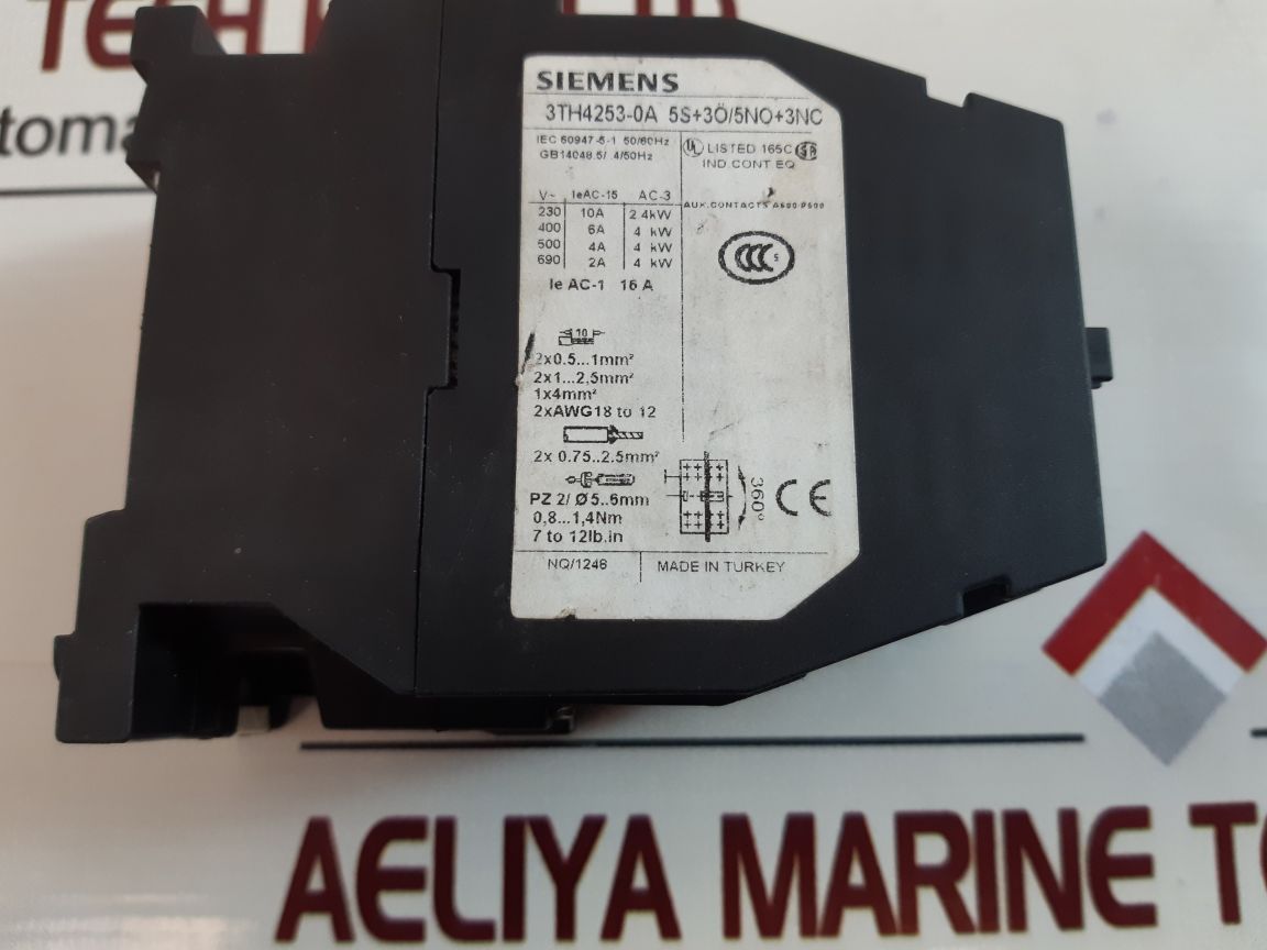 Siemens 3th4253-0a 5s+3o/5no+3nc auxiliary contactor