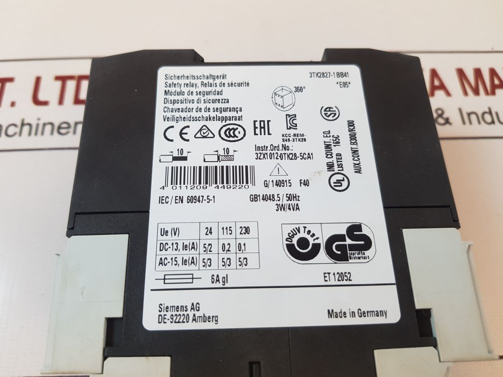 Siemens 3Tk2827-1Bb41 Safety Relay