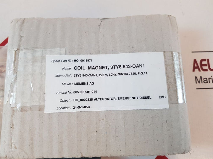 Siemens 3Ty6 543-0An1 Magnet Coil