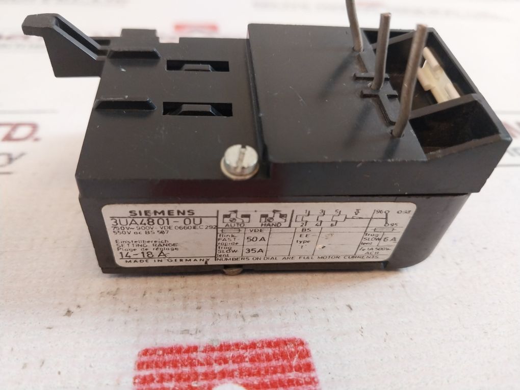Siemens 3Ua4801-0U Overload Relay