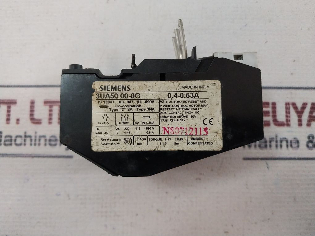 Siemens 3Ua50 00-0G Thermal Overload Relay