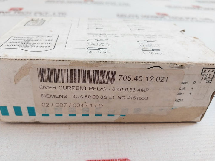 Siemens 3Ua50 00-0G Thermal Overload Relay 0.4-0.63A