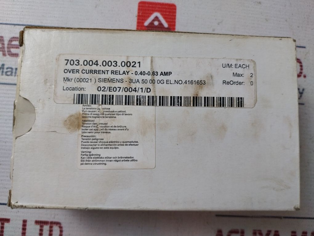 Siemens 3Ua50 00-0G Thermal Overload Relay 690V