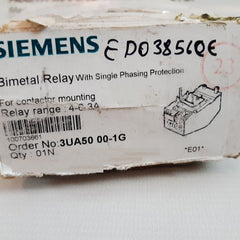 Siemens 3Ua50 00-1G Overload Relay 4-6.3A Free Shipping