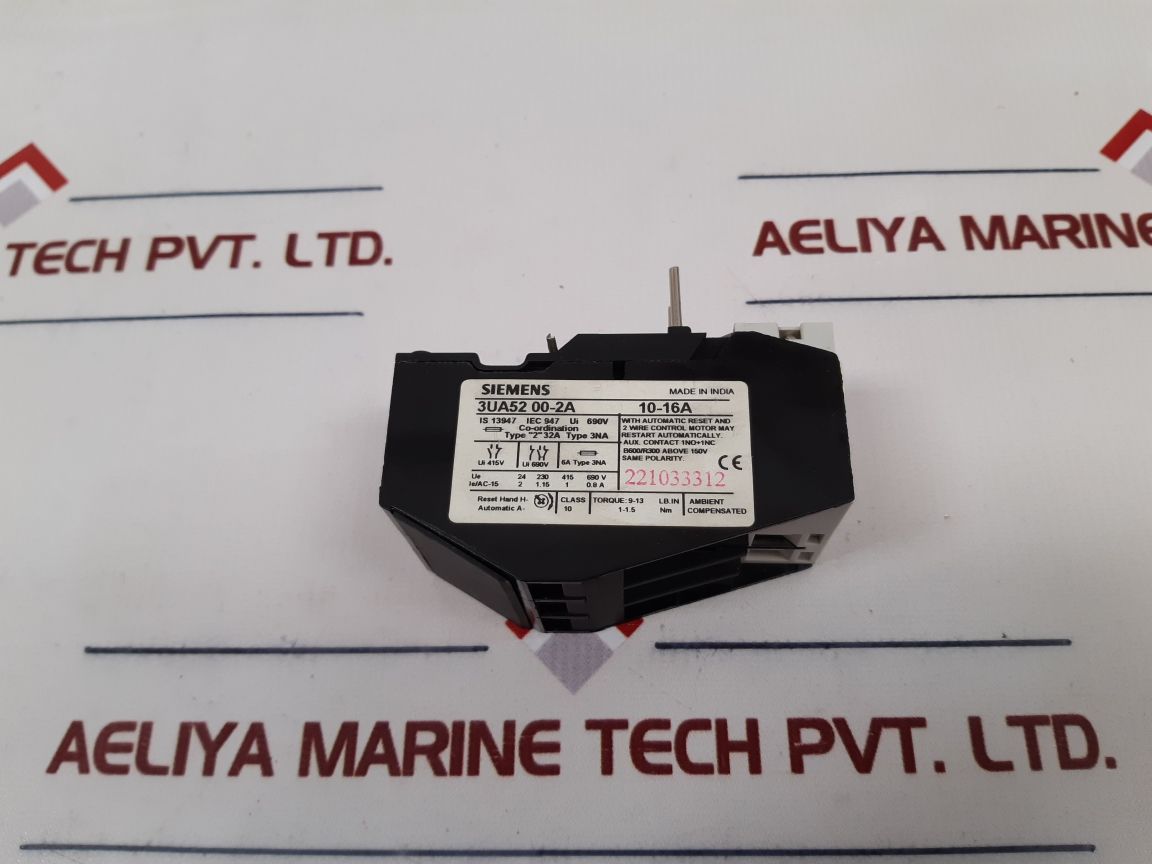 Siemens 3Ua52 00-2A Overload Relay 10-16A New