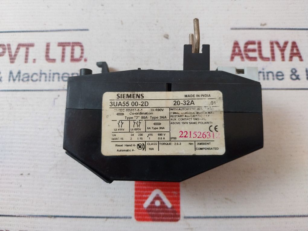 Siemens 3Ua55 00-2D Thermal Overload Relay Ip00
