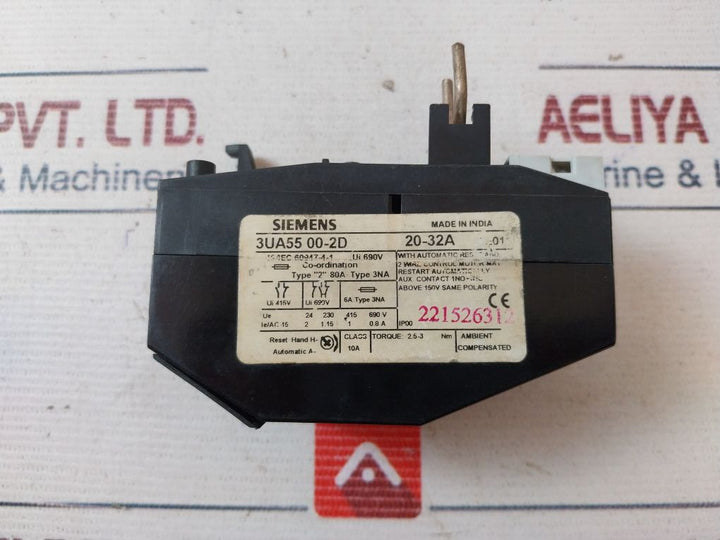 Siemens 3Ua55 00-2D Thermal Overload Relay Ip00