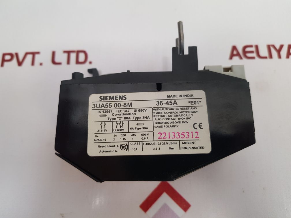 Siemens 3Ua55 00-8M Overload Relay 36-45A