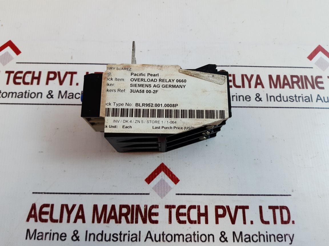 Siemens 3Ua58 00-2F Overload Relay 0660