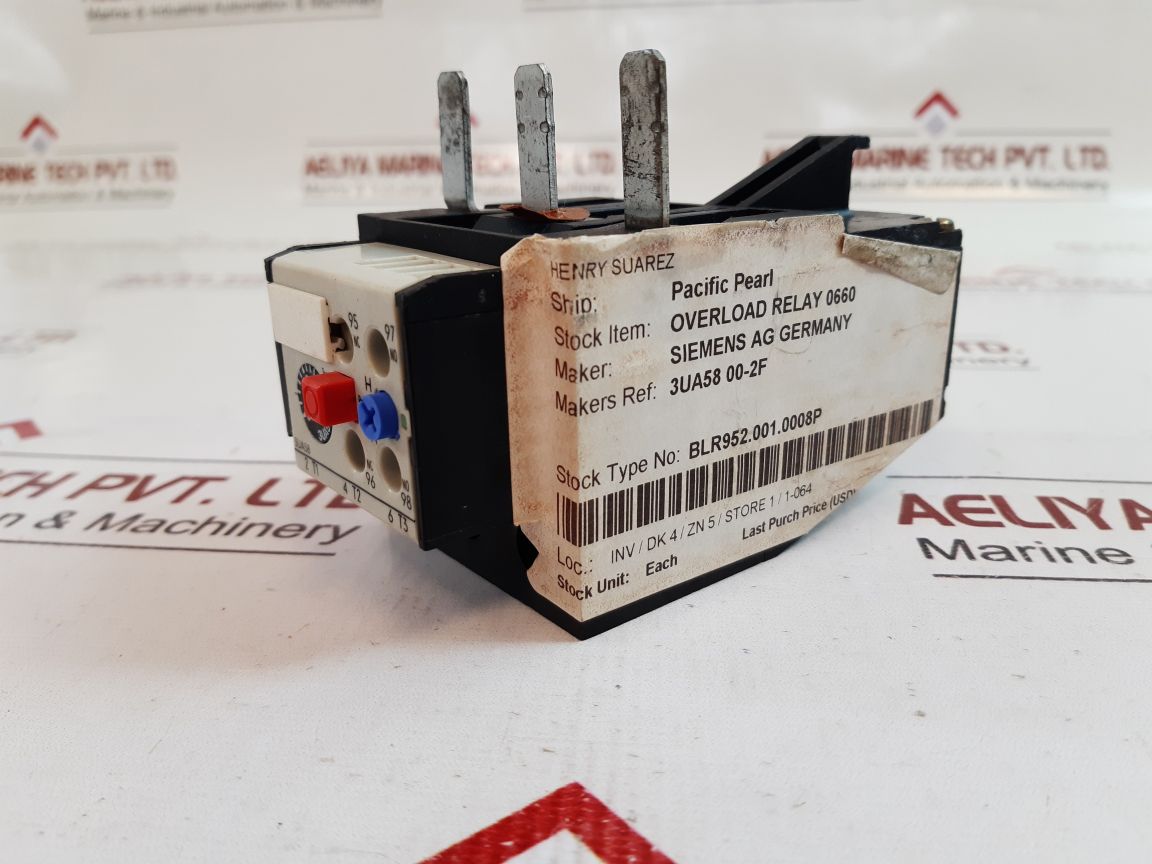 Siemens 3Ua58 00-2F Overload Relay 0660