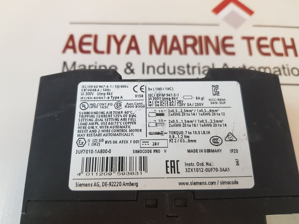 Siemens 3Uf7010-1Ab00-0 Simocode Pro V Basic Unit Profibus Dp Interface