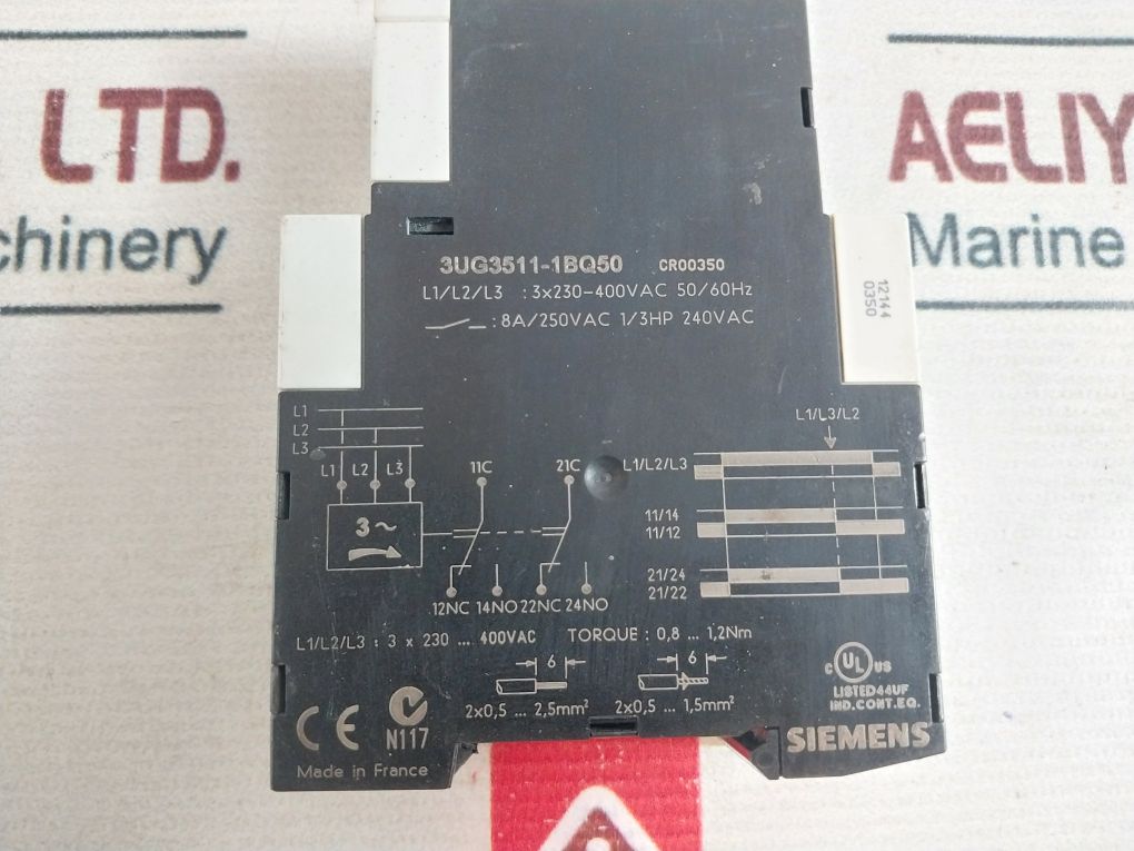 Siemens 3Ug3511-1Bq50 3 Phase Sequence Relay 3X230-400Vac 50/60Hz