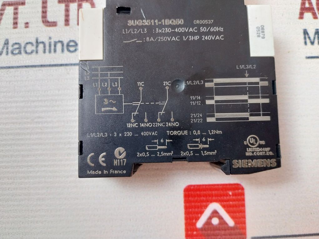 Siemens 3Ug3511-1Bq50 3 Phase Sequence Relay 240Vac