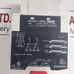 Siemens 3Ug3511-1Bq50 3 Phase Sequence Relay