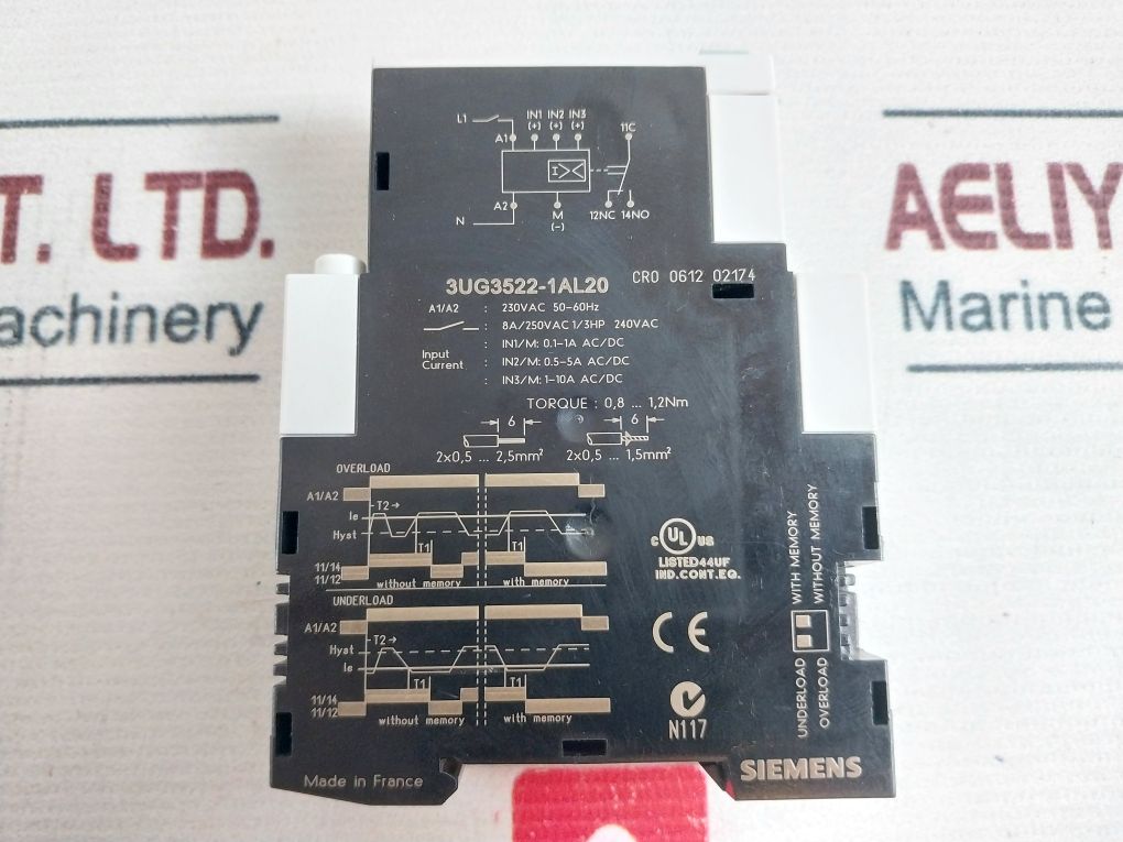Siemens 3Ug3522-1Al20 Single Phase Current Monitoring Relay