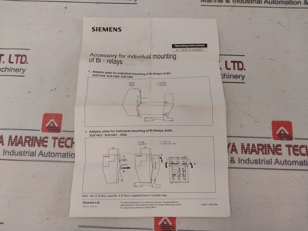 Siemens 3Ux1 418 Foot Mounting Bracket 3Ua50