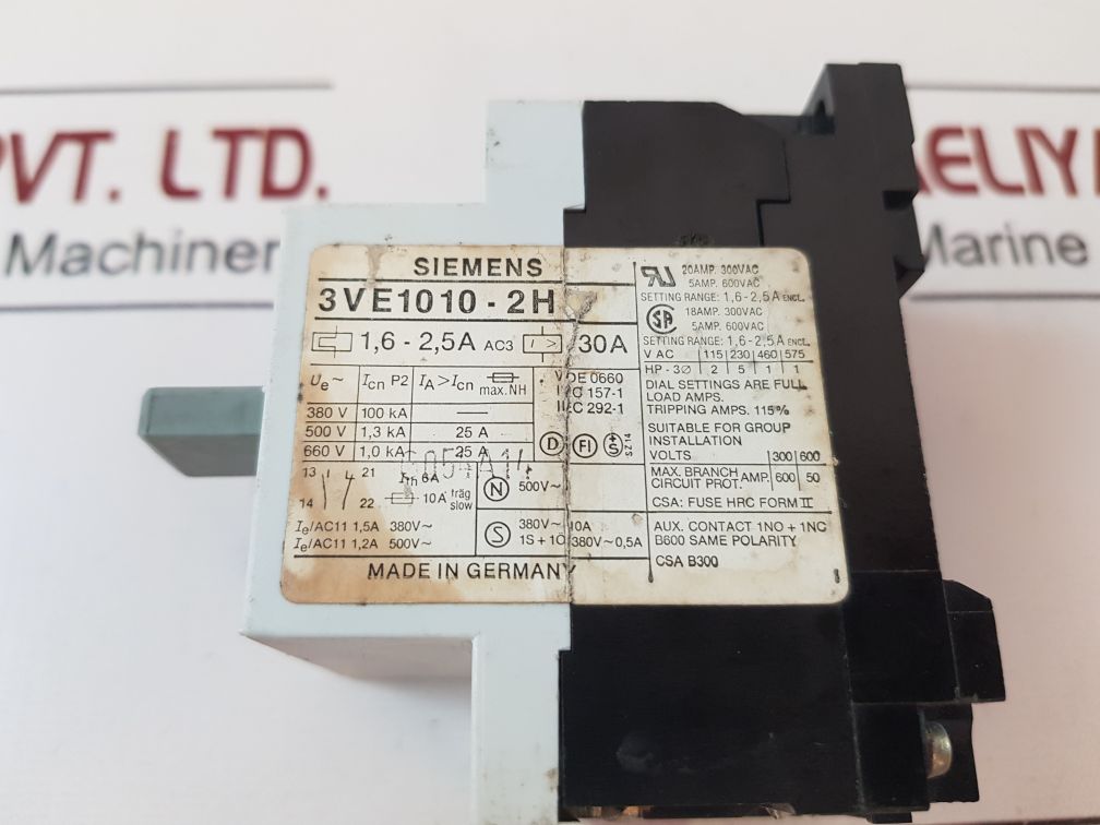 Siemens 3Ve1010-2H Motor Starter