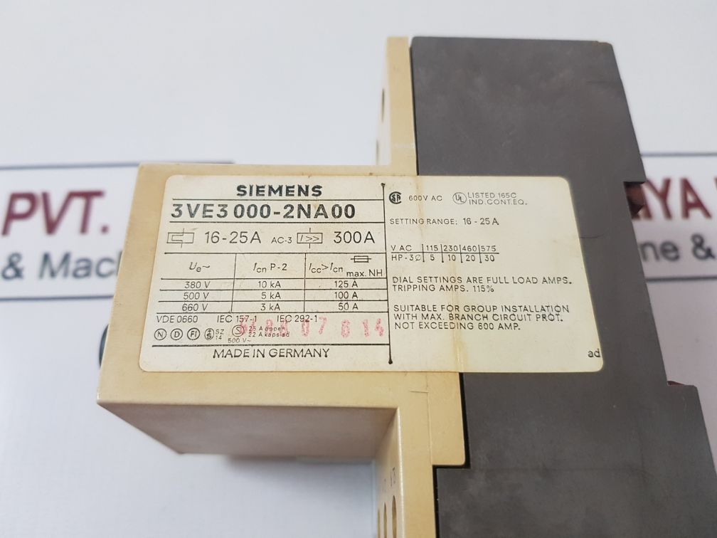 Siemens 3Ve3 000-2Na00 Motor Starter