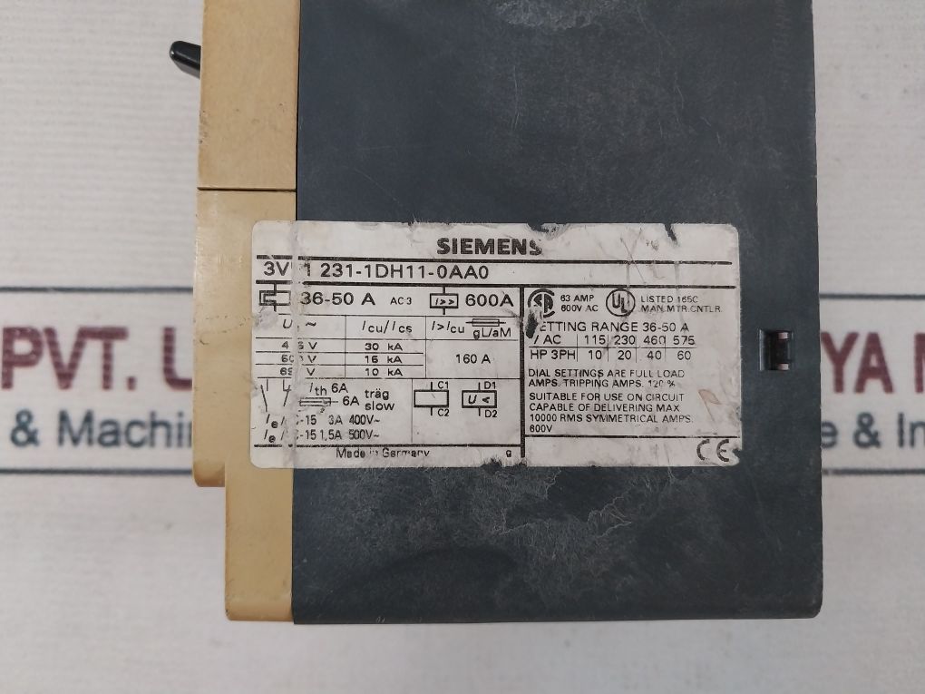 Siemens 3Vf1 231-1Dh11-0Aa0 Motor Protection Circuit Breaker