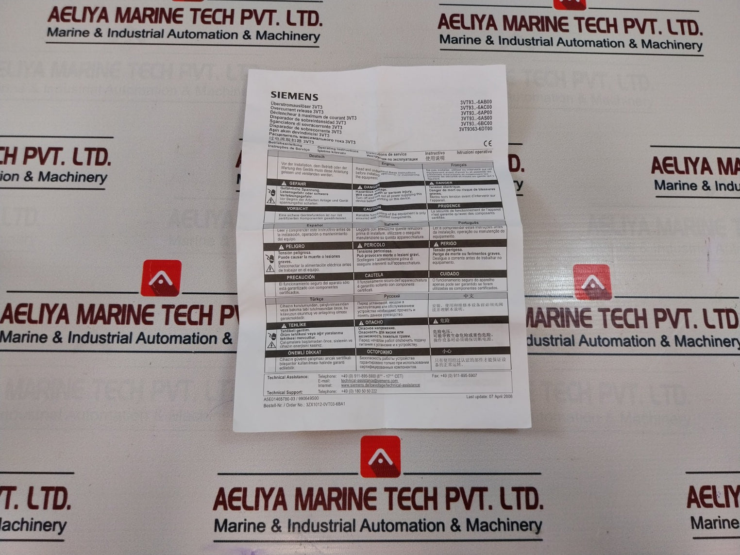 Siemens 3Vt9363-6Ab00 Overcurrent Release 3Vt3