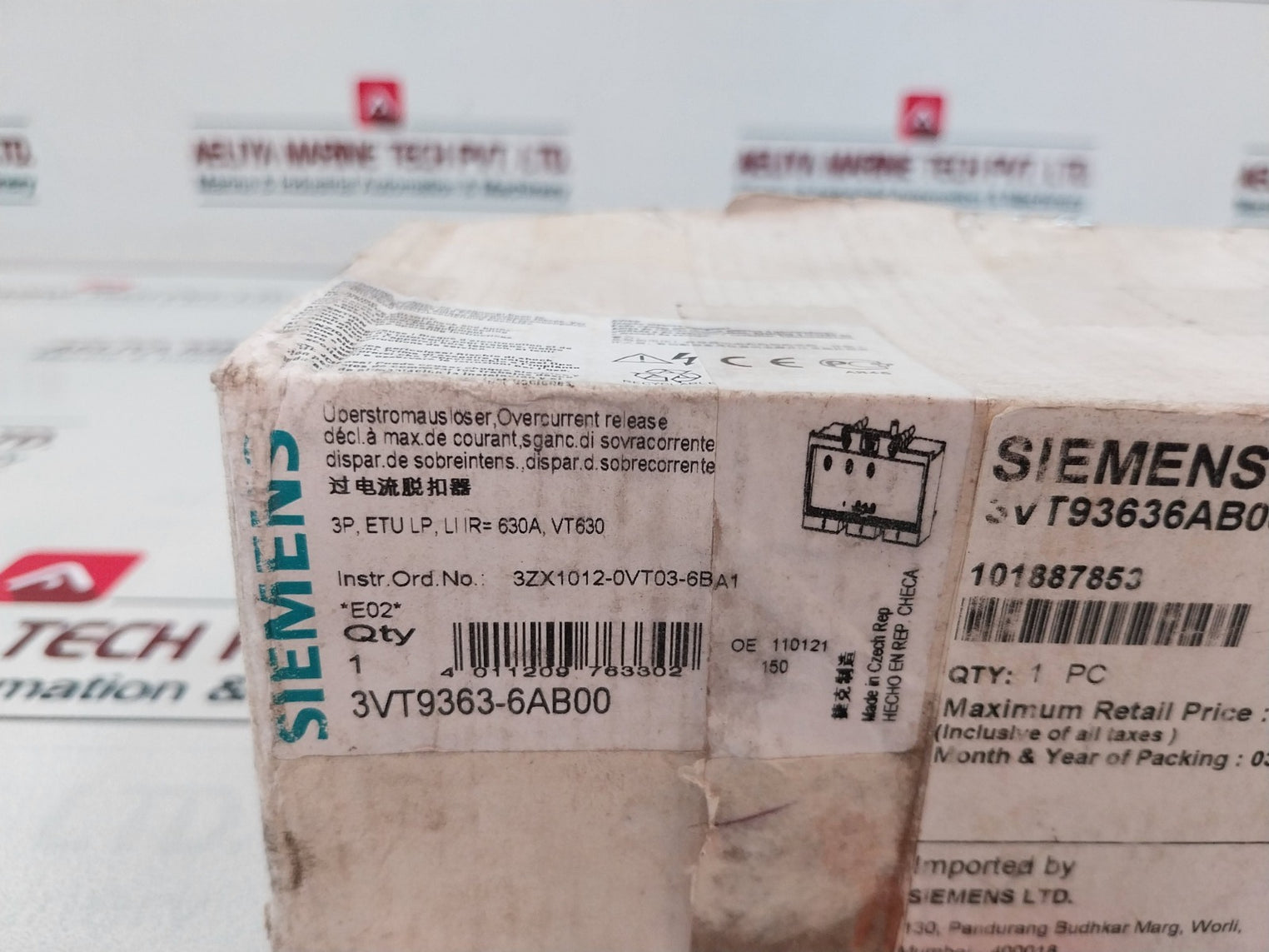 Siemens 3Vt9363-6Ab00 Overcurrent Release 3Vt3