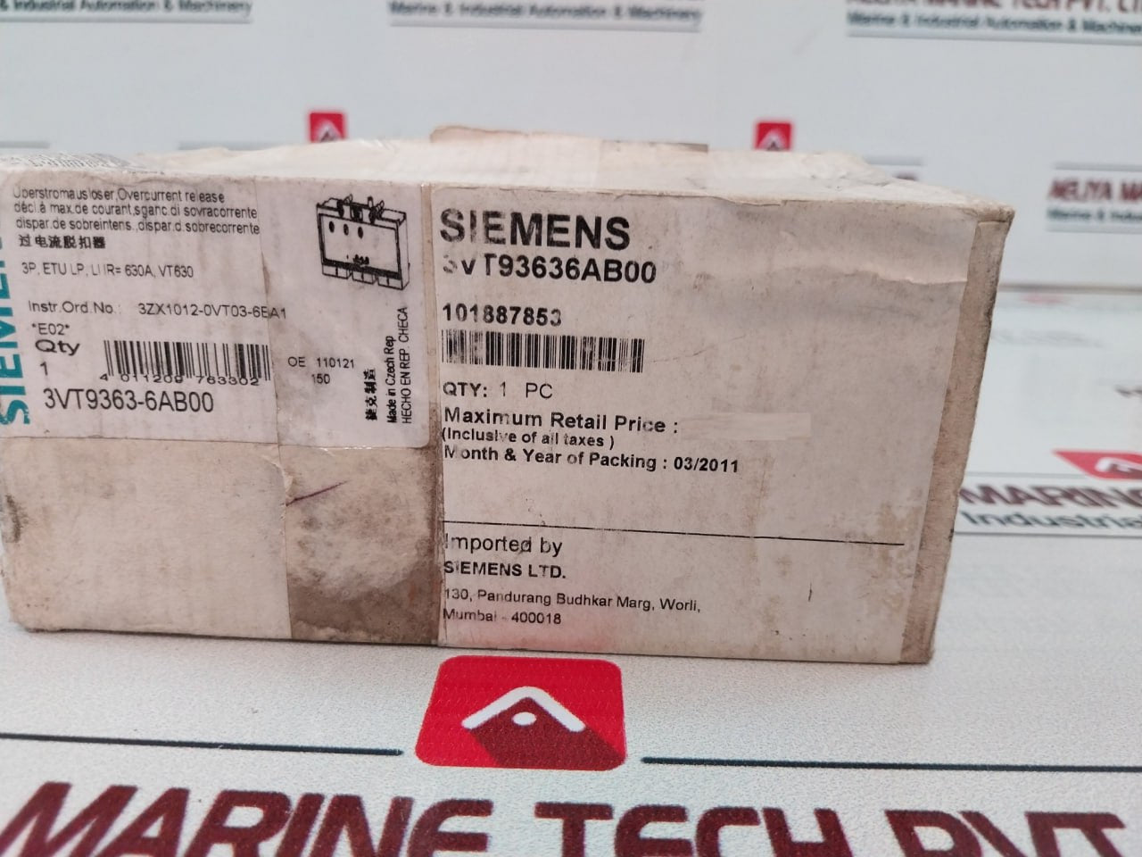 Siemens 3Vt9363-6Ab00 Overcurrent Release 3Vt3
