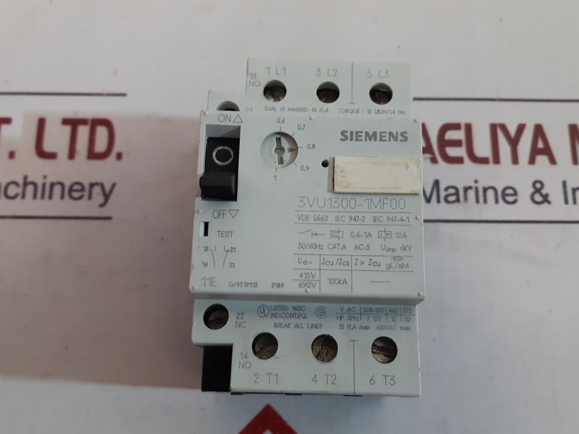 Siemens 3Vu1300-1Mf00 Circuit Breaker 11E