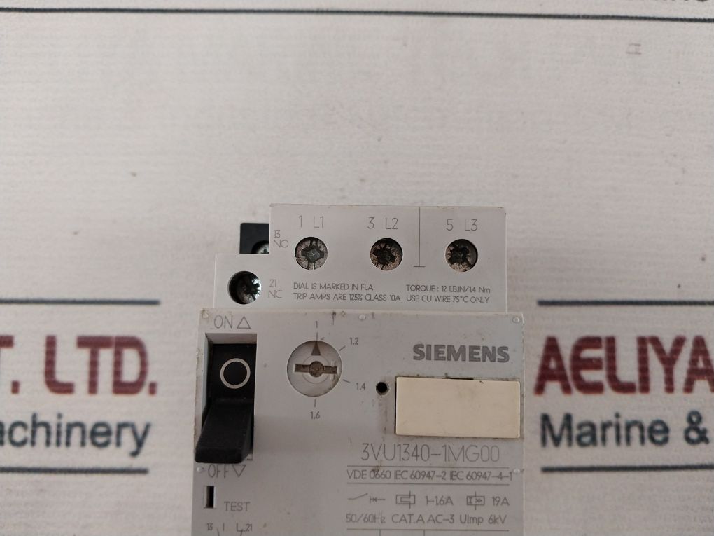 Siemens 3Vu1340-1Mg00 Motor Circuit Breaker Class 10A